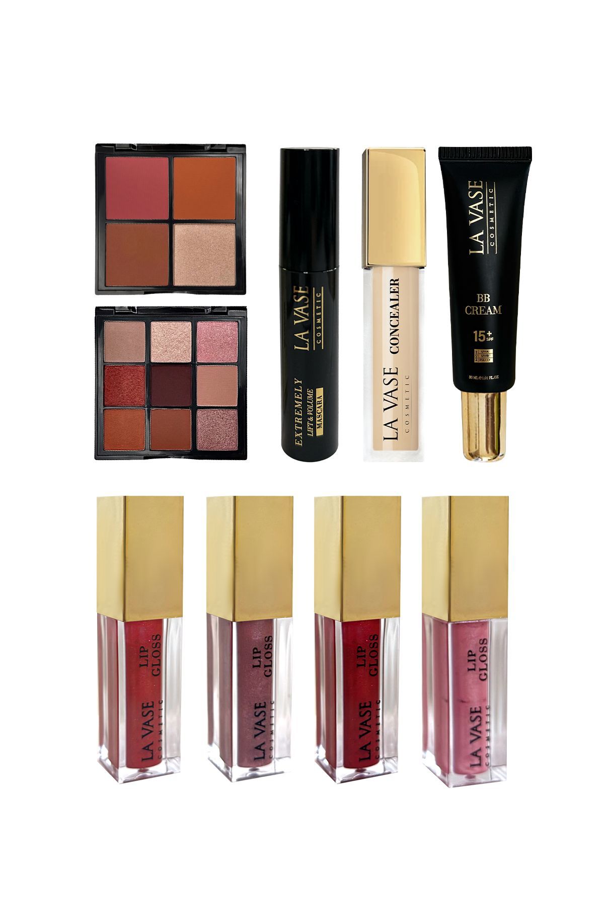 La Vesa Light BB Cream+Maskara+Concealer+4'lü Gloss Set+9'lu Eyeshadow+4'lü Blusher Palet