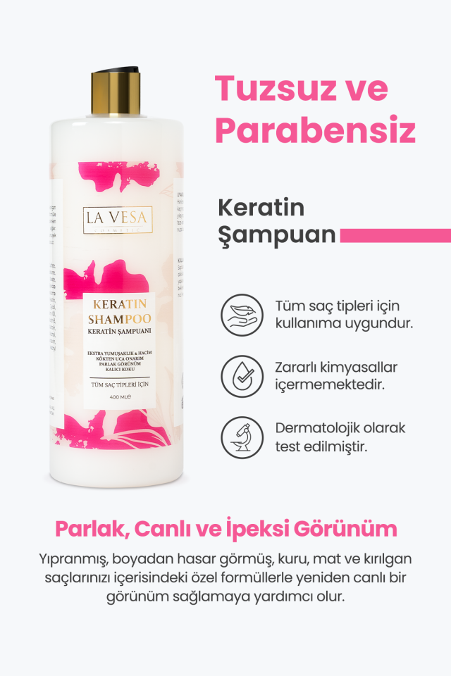 La Vesa Keratin Şampuan +Saç Spreyi +Saç Maskesi